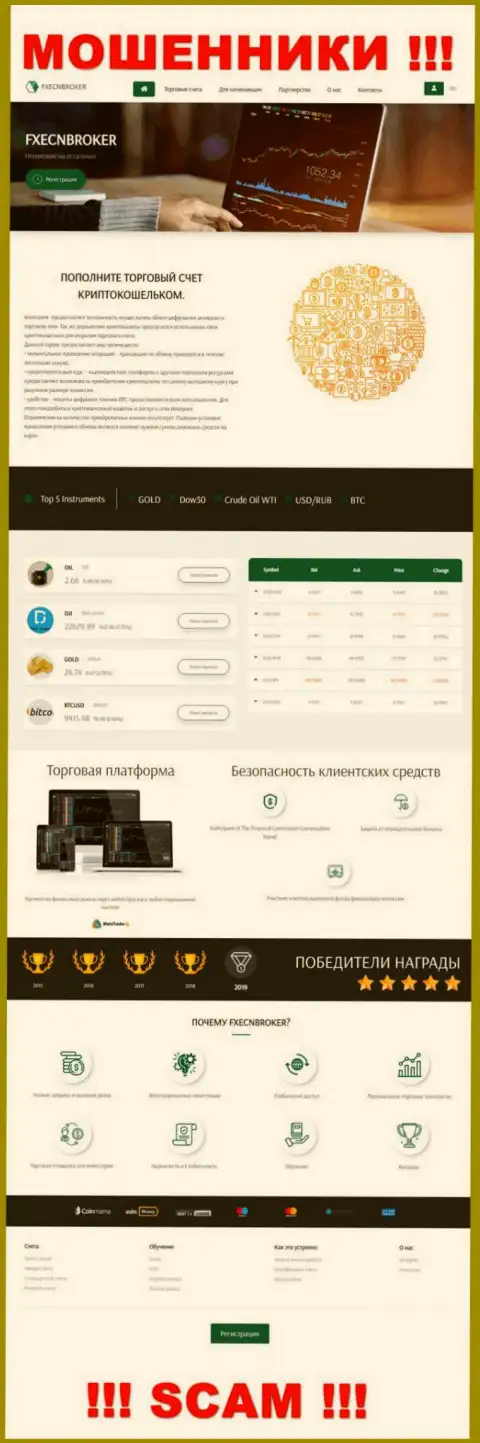 Обзор официального веб-сайта мошенников FXECNBroker