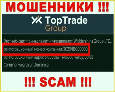 Регистрационный номер TopTrade Group - 2020/IBC00080 от кражи денежных вложений не спасает