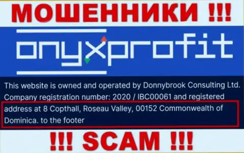 8 Copthall, Roseau Valley, 00152 Commonwealth of Dominica - это офшорный юридический адрес OnyxProfit, откуда ШУЛЕРА лишают денег людей