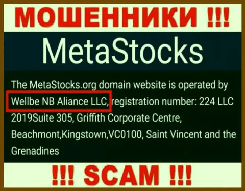 Юр лицо организации MetaStocks - это Wellbe NB Aliance LLC, информация взята с официального web-ресурса