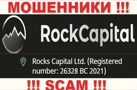 Регистрационный номер еще одной неправомерно действующей компании RockCapital io - 26328 BC 2021
