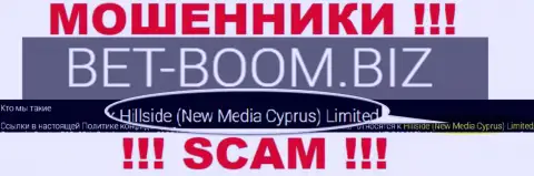 Юридическим лицом, владеющим аферистами Бэт Бум Биз, является Hillside (New Media Cyprus) Limited