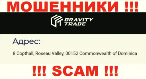 IBC 00018 8 Copthall, Roseau Valley, 00152 Commonwealth of Dominica - это офшорный официальный адрес GravityTrade, опубликованный на интернет-портале этих мошенников