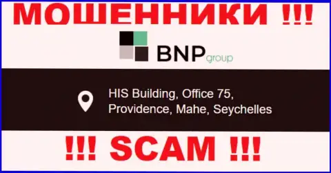 Противоправно действующая контора BNPLtd расположена в оффшорной зоне по адресу HIS Building, Office 75, Providence, Mahe, Seychelles, будьте бдительны
