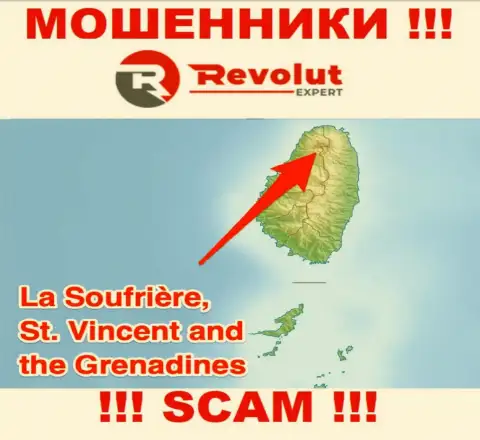 Организация RevolutExpert - это internet обманщики, находятся на территории St. Vincent and the Grenadines, а это оффшорная зона