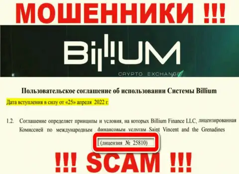 Вы не сможете вывести денежные средства с Billium Finance LLC, предоставленная на сайте лицензия на осуществление деятельности в этом не поможет
