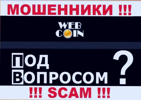 Никак наказать ВебКоин законно не выйдет - нет сведений относительно их юрисдикции