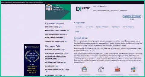 Обзор об услугах форекс брокера KIEXO, расположенный на web-портале Directory FinanceMagnates Com