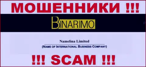 Юр. лицом Бинаримо является - Namelina Limited