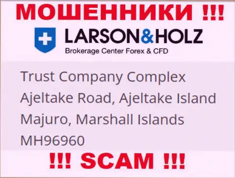 Офшорное местоположение Larson Holz - Trust Company Complex Ajeltake Road, Ajeltake Island Majuro, Marshall Islands МН96960, откуда данные обманщики и проворачивают манипуляции