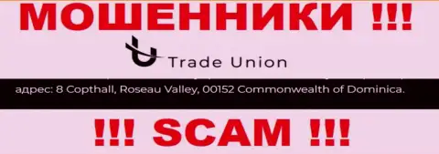 Абсолютно все клиенты TradeUnion будут одурачены - указанные internet-махинаторы сидят в оффшоре: 8 Copthall, Roseau Valley, 00152 Commonwealth of Dominica