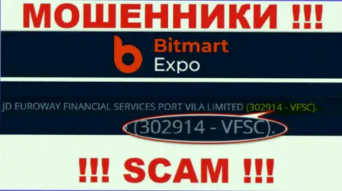 302914-VFSC - это регистрационный номер Bitmart Expo, который расположен на официальном сайте конторы