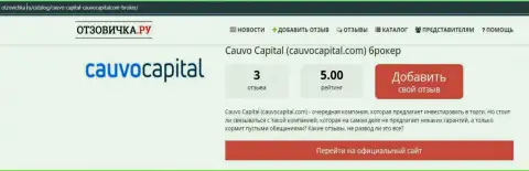 Дилинговая фирма Кауво Капитал, в краткой публикации на web-сервисе Отзовичка Ру