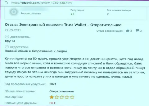 Trust Wallet - это МОШЕННИКИ, именно так сообщает клиент, который связался с указанной конторой