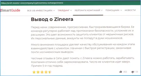 Возврат вложенных финансовых средств в биржевой организации Zinnera описывается в информационной публикации на портале Profi-Investor Com