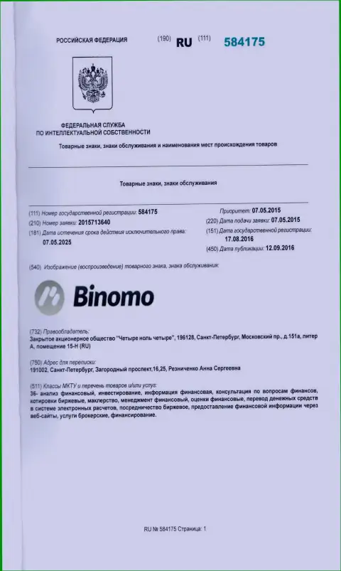 Представление бренда Биномо в РФ и его обладатель